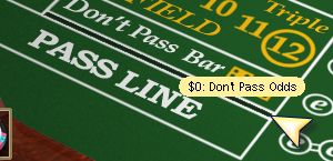 Don't Pass Odds Bet